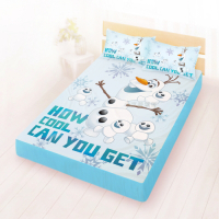 享夢城堡 雙人床包枕套5x6.2三件組-冰雪奇緣FROZEN迪士尼 雪寶與小雪人-藍