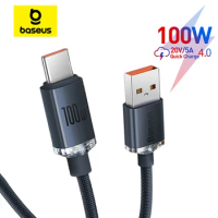 Baseus USB Type C Cable For Realme Huawei P30 Pro 66W Fast Charging Wire USB-C Charger Data Cord For Samsung Oneplus Poco F3