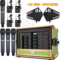 Leicozic 4PCS Professional Wireless Microphone + 1PC Antenna Distribution System Diversity Microfone Mic Flight Case With Drawer