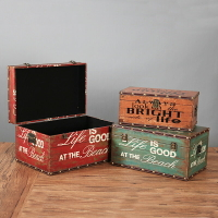 創意大號復古做舊木箱子皮箱收納箱整理儲物箱陳列拍照道具