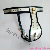 Stainless Steel External Thread Adjustable Chastity Belt Built-in Cage with Plug Device Cock Cage Cock Ring Male Chastity Belt
