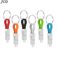 JCD 3 in 1 Magnetic Key Chain Micro USB Type-C Lightning Data Charger Cable For iPhone Android Data Charging Cable