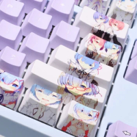108-key Japanese Anime Cute Re: Rem Purple Keycap DIY Sublimation PBT Cherry Highly Mechanical Keyboard Keycap Cherry MX Switch