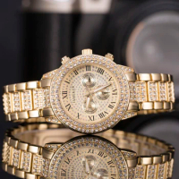 New Gold Watches Women Luxury Brand Geneva Designer Ladies Quartz-Watch Stainless Steel Gifts For Girl Rhinestone Wrist Watches