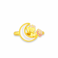 【Just Gold 鎮金店】Hello Kitty薔薇月戀 黃金戒指