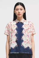 Cottonink COTTONINK X Artkea - Atasan Kemeja Wanita Navy Samarra