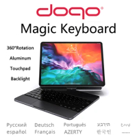 DOQO Magic Keyboard Case For Apple iPad Pro 11 Air 4 5 10.9 2022 2021 2020 2018 Aluminum Backlit Keyboard Cover Korean Arabic