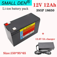 12V 12Ah 18650 Li-ion battery pack +12.6V 3A charger 3S5P built-in 20A high power balance BMS for 12V power supply + charger