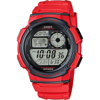 【CASIO 卡西歐】學生錶 10-YEAR BATTERY菁英部隊電子手錶-紅/42mm 畢業禮物(AE-1000W-4AVDF)