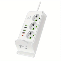 Practical EU Plug Power Strip 3 Socket 2500W Electrical Outlet With 4 USB 1 Type-C Ports 2M Extensio