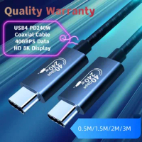 Quality Digital Cables USB 4 Gen3 40Gbps Thunderbolt 4 Coaxial Kabel 8K 240W USB Charger Cable for Macbook Dock Hub e-GPU