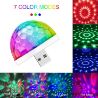 Multicolor USB LED Car Interior Lighting Atmosphere Light Colorful Light Voice Control Festival Stage Light Ambient Light DJ RGB