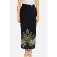 Odza Set Kemeja Rok Lilit Batik Couple Pria Wanita Lengan Pendek Kebaya Jumputan Hitam Naratama Moti