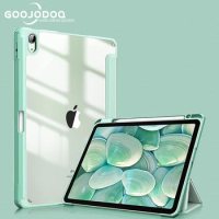 For iPad Pro 12.9 2018 -2022 for iPad Pro 12 9 Cover 12.9 3rh 4th 5th 6th Gen Transparent Acrylic Leather Case with Pen slot