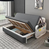 Modern fabric folding chair sleeper wooden living room multifunctional divan three seat sofa bed