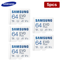 5pcs/lot Samsung Memory Card 128GB 256GB A2 V30 Speed up to 130MB/s EVO Plus Micro SD Card 64GB A1 V10 UHS-I Class 10 TF Card