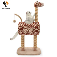 Large Cat Scratching Post Giraffe Shape Cat Scratching Sisal Post Cat Climbing Frame Scraper Tree Tower Cat Play House Furniture