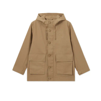 【LACOSTE】男裝-連帽多口袋工裝外套(餅乾棕)