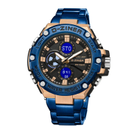 Dziner Jam Tangan Pria 8347 Rantai Stainless Steel Double TIme Water Resistant 10ATM Kaca Watches Wa
