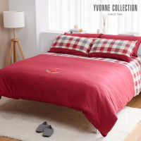 YVONNE 以旺傢飾 皇家熊 加大被套+枕套三件組-萄葡藤紅