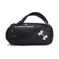 【UNDER ARMOUR】健身包 UA Contain Duffle Bag 黑 白 13吋 多夾層 旅行袋 側背包 UA(1361225001)