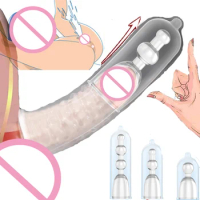 3 Sizes Reusable Lengthen Penis Enlargement Extend Penis Extension Sleeves Extender Sex Toys For Men Bondage Gear Sex Shop