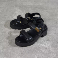 Dior Sandal CHRISTIAN DIOR DIORACT PLATFORM LAMBSKIN BLACK STRAP SANDAL 100% ORIGINAL