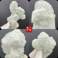 天然白石英包裹綠螢石水晶共生礦物晶體標本原石教學科普收藏擺件