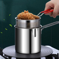 Stainless Steel Deep Frying Pot Tempura French Fries Fryer With Strainer Chicken Fried Pans Kitchen Cooking Tool