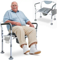 Heavy Duty Bedside Commode, 500lbs Extra-Wide Bariatric Commode Chair for Adults & Seniors, Portable