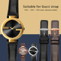 Concave genuine leather Watch Band for Gucci 1332 1333 1335 Series Gucci Men and Women 16mm 20mm 22mm Watch Strap