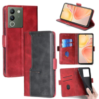 Book Style Contrasting Color Magnetic Phone Case For VIVO S18 S17 S16 S15 Pro V29 V30 Lite S17E S17T S16E Y77T Y78T Leather Case