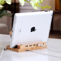Multi-Functional Wood Bamboo Universal Charging Stand For Apple watch for iPhone X 8 7 7Plus 6s 6 Plus Desktop charger 3usb Port
