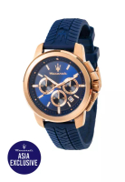 Maserati 【Asia Exclusive】Maserati Successo 44mm Blue Silicone Strap Men's Chronograph Quartz Watch R