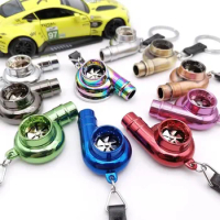 Whistling Sound Turbo Keychain for Car JDM Style Sleeve Bearing Spinning Auto Part Turbine Turbocharger Key Chain Ring