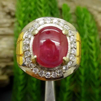 Cincin perak batuMerah Delima Asli