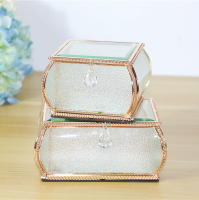 玻璃水晶金邊首飾盒公主歐式飾品盒手飾收納盒珠寶盒耳釘戒指盒