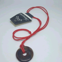 kalung tali merah liontin giok coklat abstrak bisa cod gratis ongkir