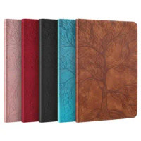 For iPad Air 2 Case For Air 1 Case 3D Tree Embossed Leather Fundas For iPad 9.7 2017 2018 5th 6th Generation Cover + Stylus Gift