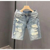 กางเกงยีนส์ขาสั้นผู้ชาย TYCOON ฤดูร้อน 2020 มาใหม่ กางเกงขาสั้นบาง กางเกงขาสั้น 5 จุด กางเกงแบรนด์อิ