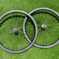 Clincher Wheelset 38mm Full Carbon 700C Road Cyclocross Bike Wheelset for Disc Brake Thru Axle Front 110*12mm + Rear 148*12mm