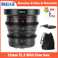 MEKE 12mm T2.2 Mini Prime Cine lens for M43 MFT Mount Olympus Panasonic Lumix BMPCC 4K Zcam E2 GH5 GH6 OM-1 Cameras