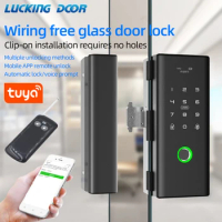 Bluetooth Tuya Smart APP Intelligent Lock Biometric Fingerprint Lock RFID Remote Control Electric Lock for Sliding &amp; Glass Door