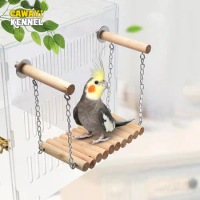 Parrot Wooden Suspension Bridge Hammock Swing Stand Toy Swing Ladder Climbing Ladder Toy for Parrot Bird Pet Supplies