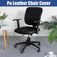 PU Leather Office Chair Cover,Water Resistant Computer Chair Slipcover Luxurious Stretch Boss Chair Slipcovers Removable