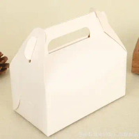 wholesale Brown Packaging Kraft Paper Mousse Box with Handle For Candy Cake Dessert Packing boxes
