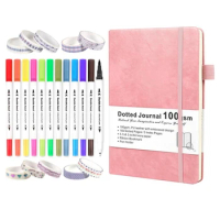 Bullet Dotted Journal Kit-Dual Tip Brush Markers, Washi Tape, And Stencils For Women, Men, And Teen