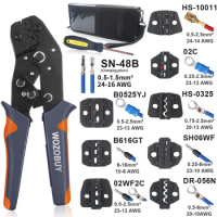 WOZOBUY SN-48B crimping pliers 0.5-2.5mm² high precision jaw with TAB 2.8 4.8 6.3 car terminals sets wire electrical hand tools