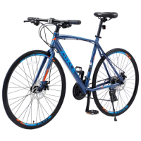 28“ 24 Speed Hybrid Bike, 700C Road Bikes for Men Women, Adult MTB City Bicycle Commuter Bike with Double Disc Brake