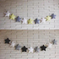 New Nordic Felt Fabric Star Moon Cloud Garland Banner Kids Room Hanging Wall Decor Tent Bed Mat Baby Shower Bunting Ornament